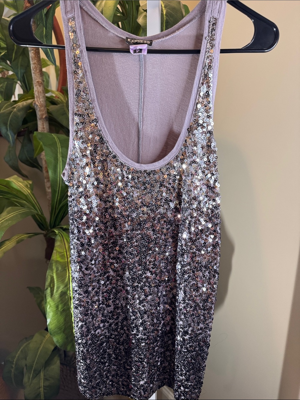 Silver Sequin Tank by Express size S